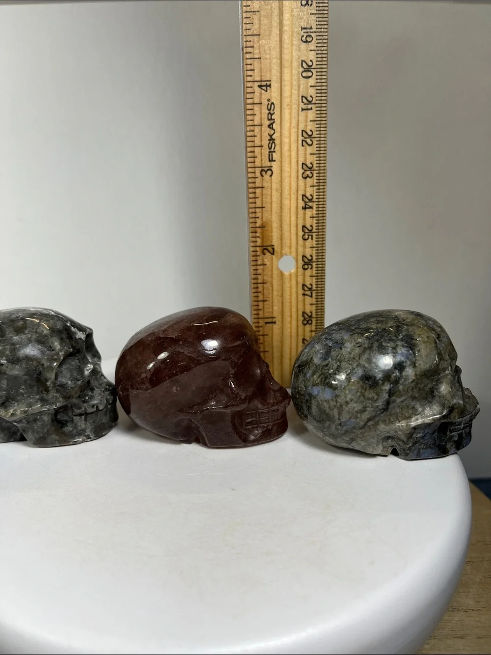 Carved Skulls-choice of one Que Sera,Strawberry Quartz, Sodalite Syenite
